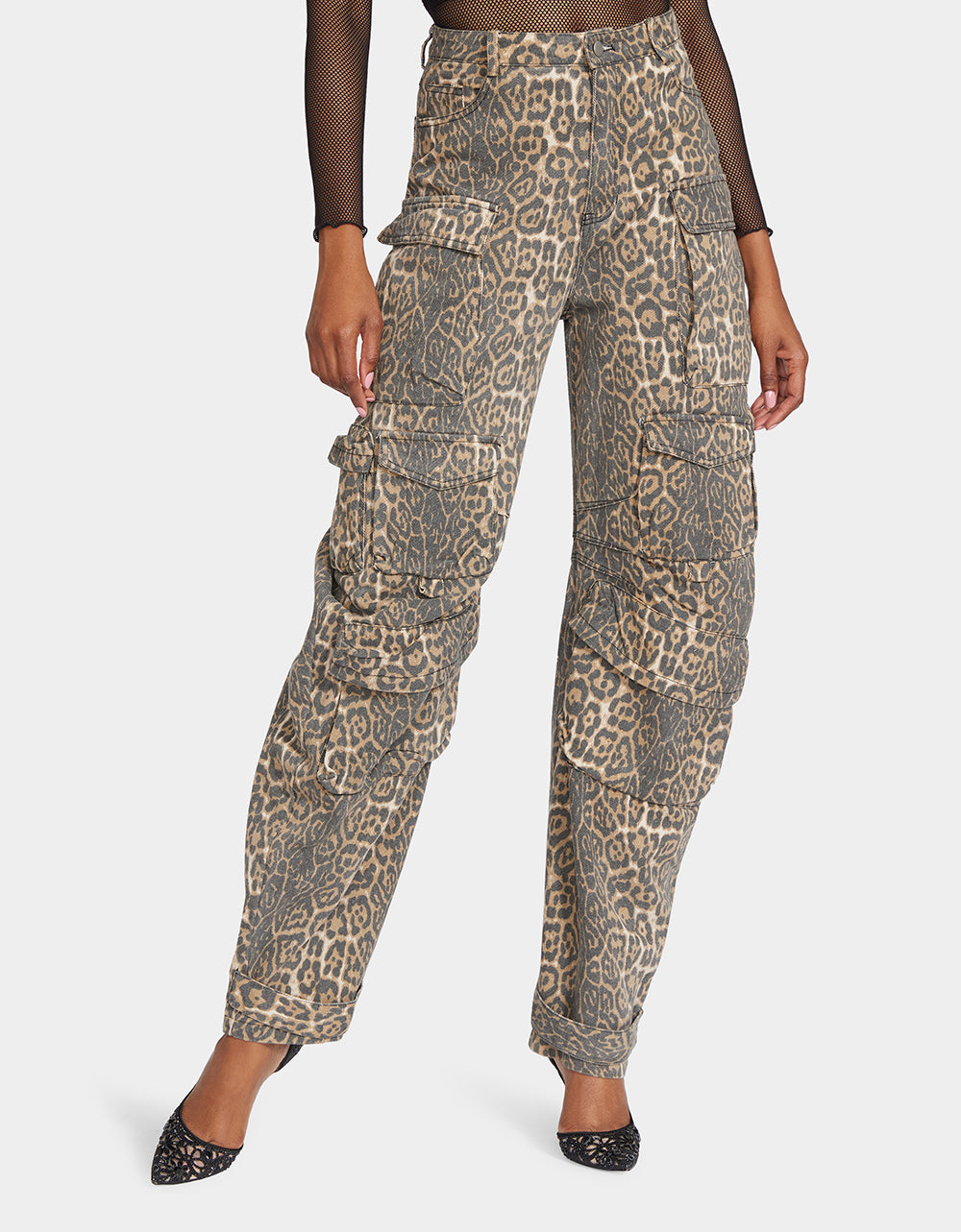 Betsey Johnson BARREL CARGO PANTS LEOPARD Women's Animal Print Pants