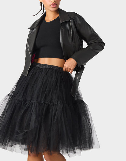 Betsey Johnson REBEL ROSE JACKET BLACK Women's Leather Long-Sleeved Jacket