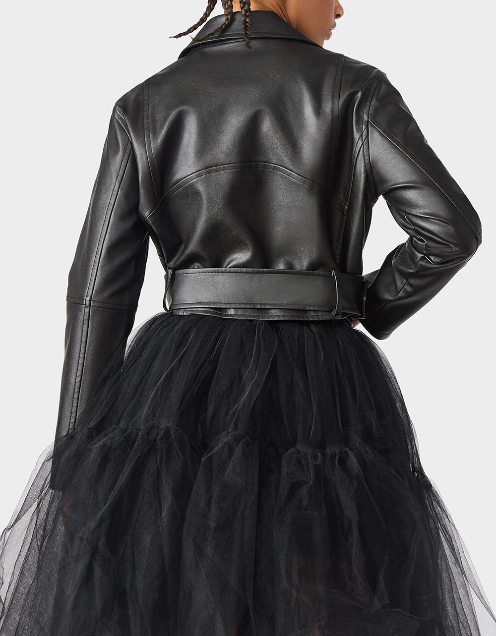 Betsey Johnson REBEL ROSE JACKET BLACK Women's Leather Long-Sleeved Jacket