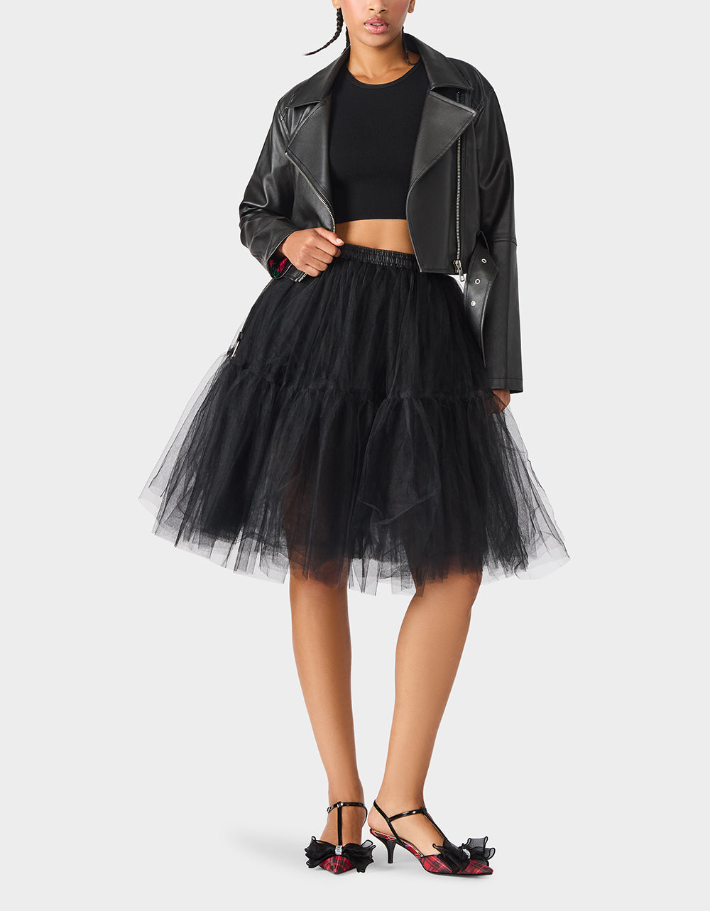 Betsey Johnson REBEL ROSE JACKET BLACK Women's Leather Long-Sleeved Jacket