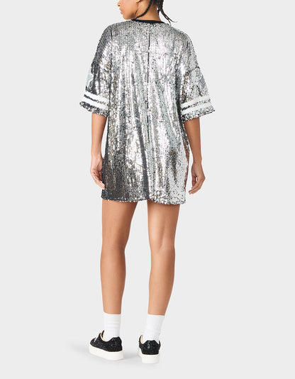Betsey Johnson THE SPORTS FAN HOLIDAY BUNDLE Women's Game Day Sequin Jersey Dress and Sidny Football Rhinestone Sneaker