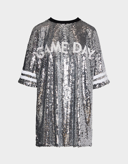 Betsey Johnson THE SPORTS FAN HOLIDAY BUNDLE Women's Game Day Sequin Jersey Dress and Sidny Football Rhinestone Sneaker
