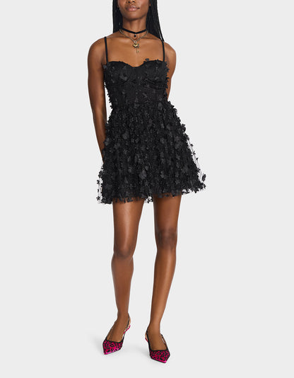 Betsey Johnson THE FLOWER CHILD HOLIDAY BUNDLE Women's Mini 3D Flower Dress Black and Floral Heel