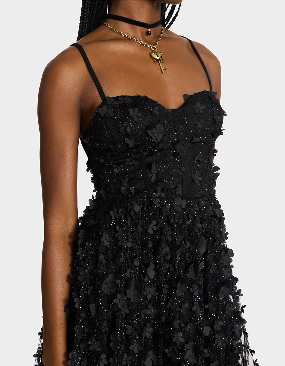 Betsey Johnson THE FLOWER CHILD HOLIDAY BUNDLE Women's Mini 3D Flower Dress Black and Floral Heel