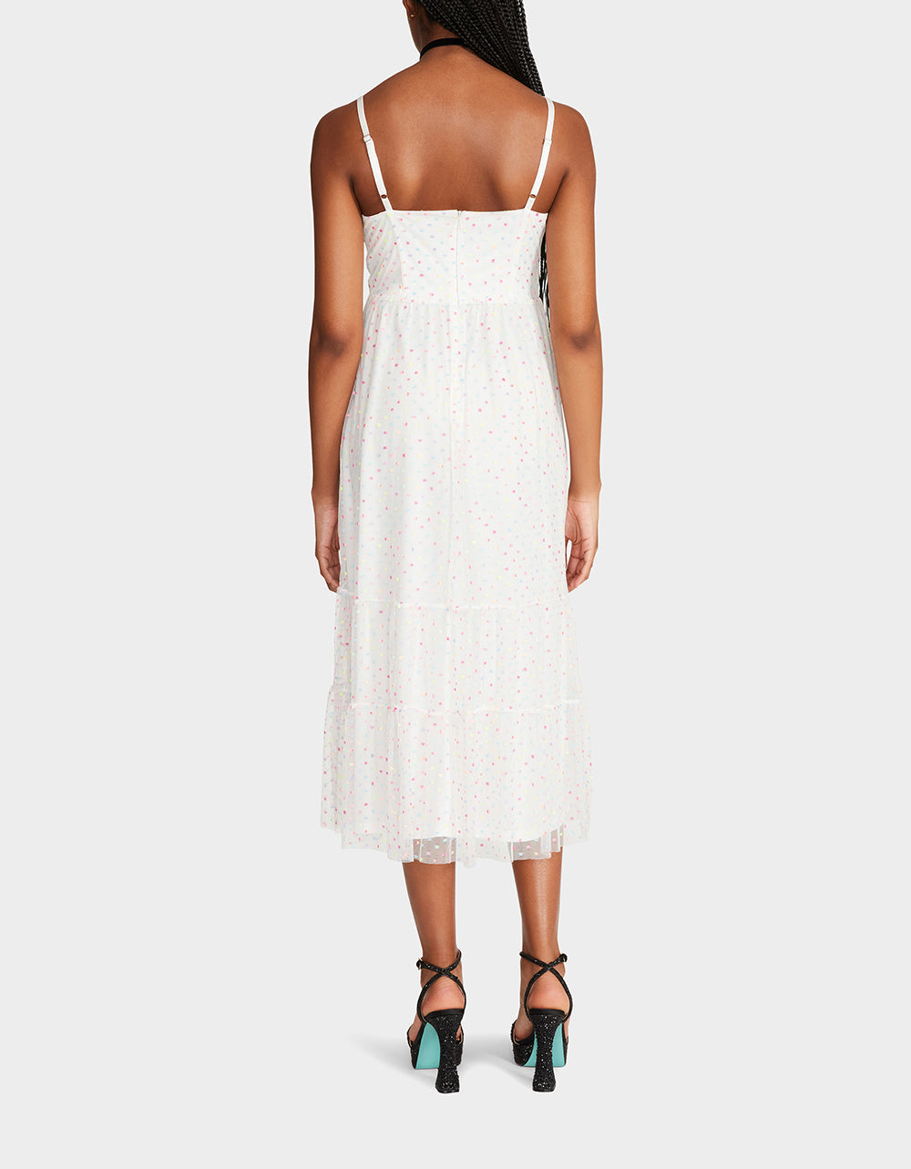 Betsey Johnson GARDEN VIBES CORSET MIDI DRESS WHITE MULTI