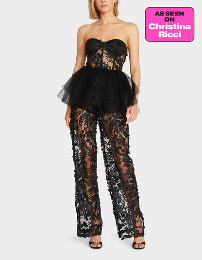 Betsey Johnson JENNA JUMPSUIT BLACK Lace