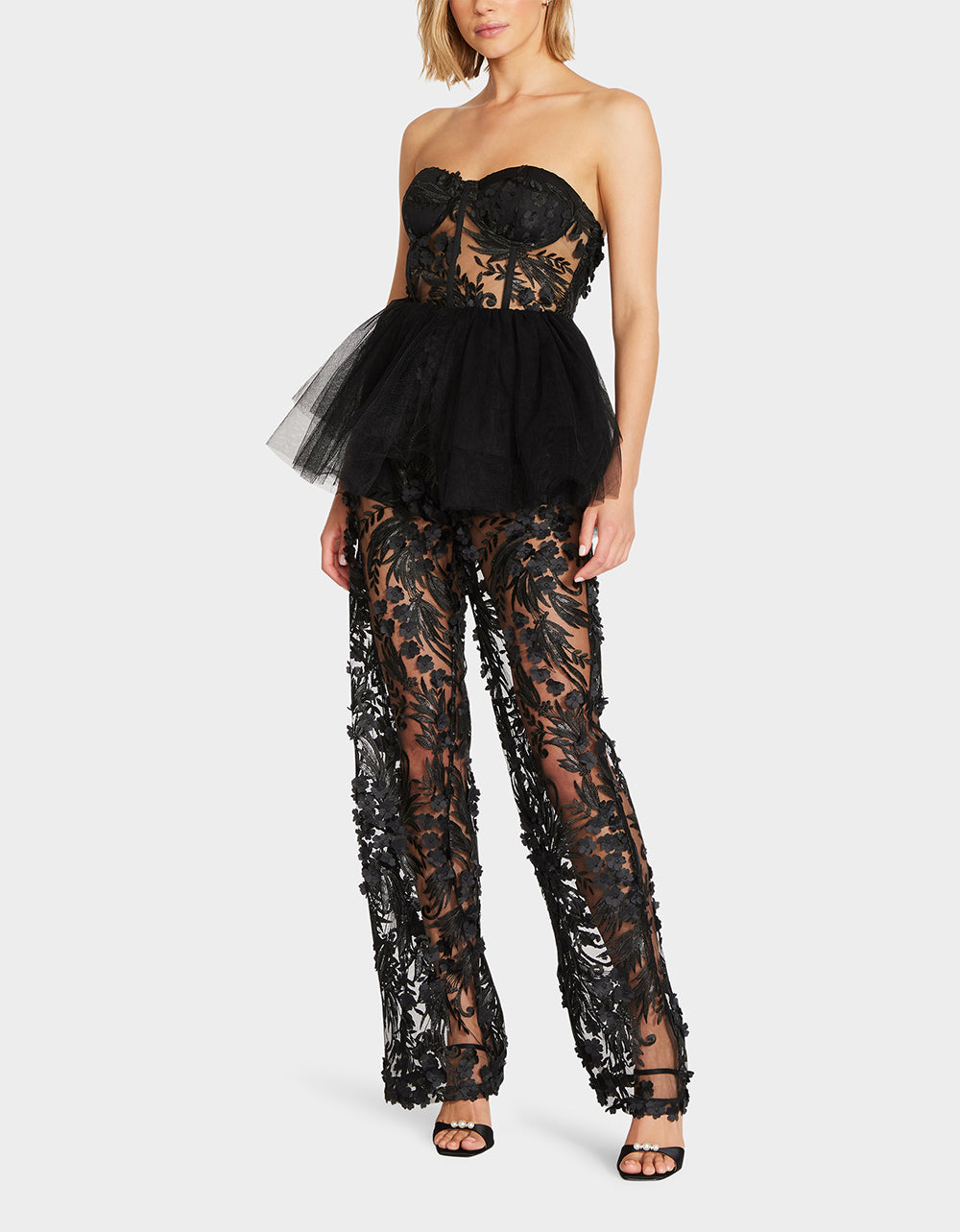 Betsey Johnson JENNA JUMPSUIT BLACK Lace