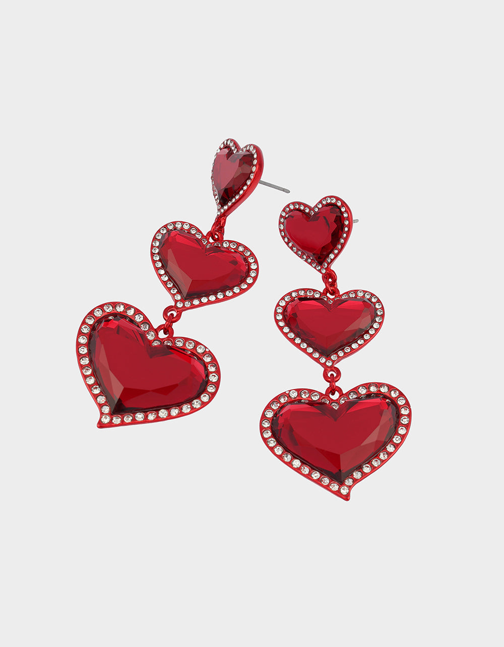 Betsey Johnson LOVE SPELL DROP EARRINGS RED Women's Valentine's Day Heart Rhinestone Drop Linear Earrings
