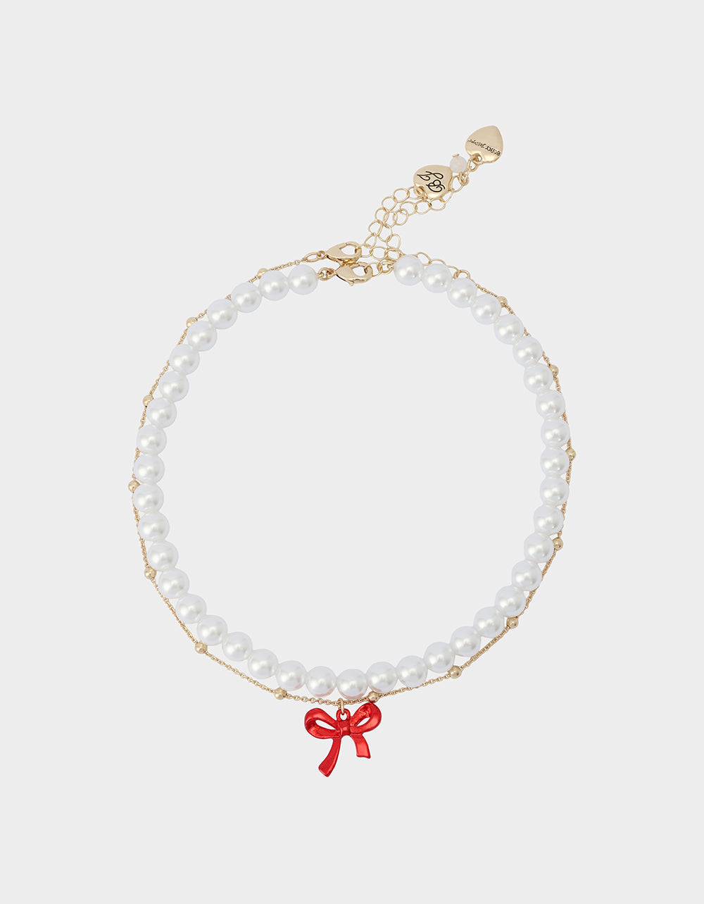 Betsey Johnson PEARL BOW NECLAKCE SET RED Women's Pearl Bow Valentine's Day Necklace Set