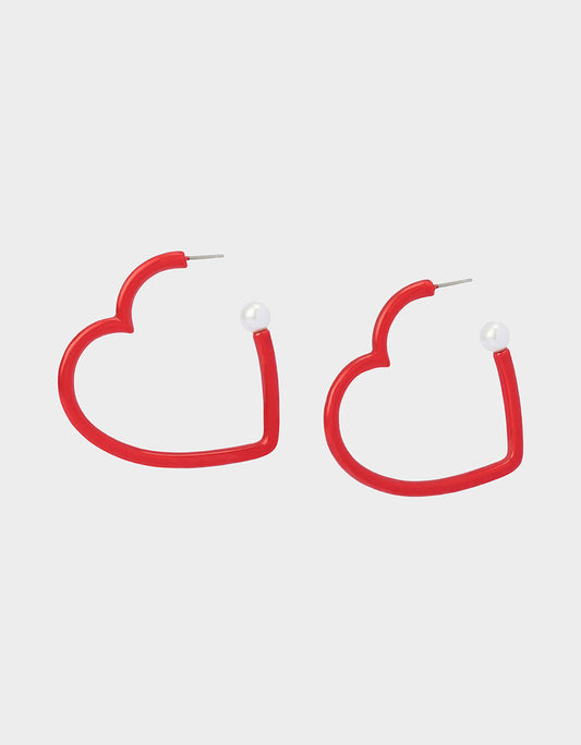 Betsey Johnson HEART HOOP EARRINGS RED Women's Valentine's Day Heart Hoop Earrings