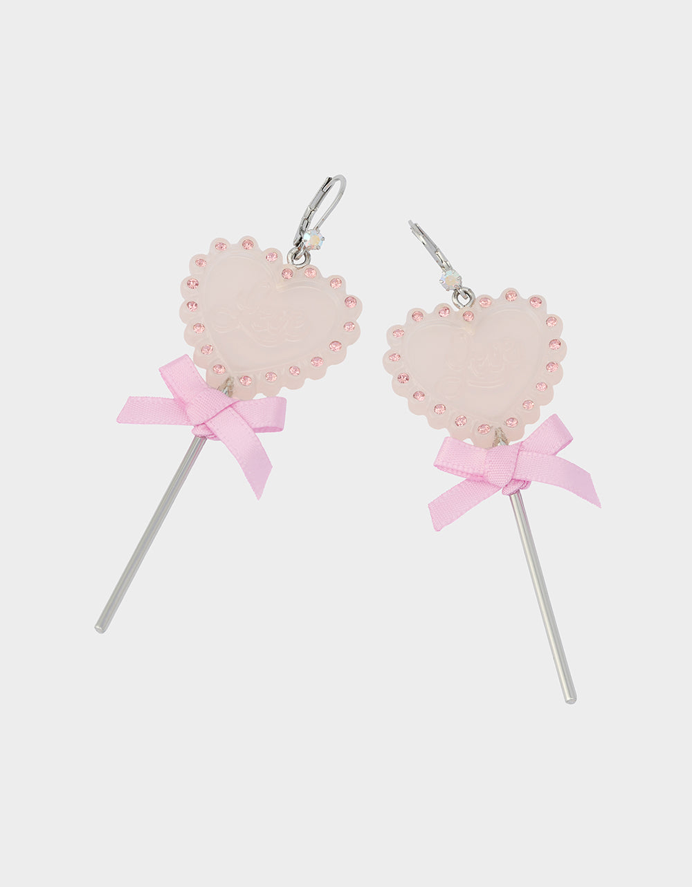 Betsey Johnson LOLLIPOP DROP EARRINGS LIGHT PINK Women's Valentine's Day Heart Rhinestone Drop Earrings