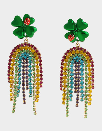 Betsey Johnson SHAMROCK RAINBOW CHANDELIER EARRINGS MULTI Women's St. Patrick's Day Shamrock Rainbow Earrings