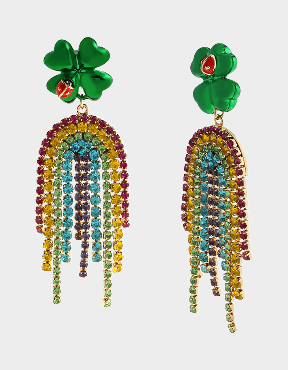 Betsey Johnson SHAMROCK RAINBOW CHANDELIER EARRINGS MULTI Women's St. Patrick's Day Shamrock Rainbow Earrings