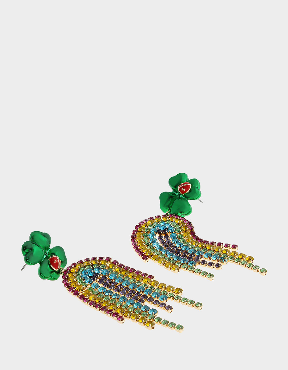 Betsey Johnson SHAMROCK RAINBOW CHANDELIER EARRINGS MULTI Women's St. Patrick's Day Shamrock Rainbow Earrings