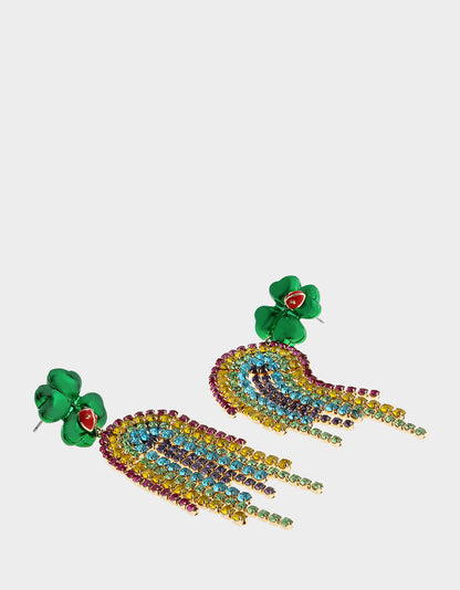 Betsey Johnson SHAMROCK RAINBOW CHANDELIER EARRINGS MULTI Women's St. Patrick's Day Shamrock Rainbow Earrings