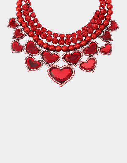 Betsey Johnson VALENTINE'S LOVE SPELL BUNDLE Women's Valentine's Day Red Heart Necklace and Bracelet Set