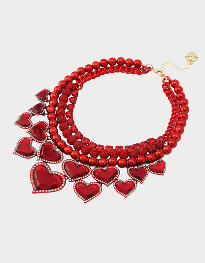 Betsey Johnson VALENTINE'S LOVE SPELL BUNDLE Women's Valentine's Day Red Heart Necklace and Bracelet Set