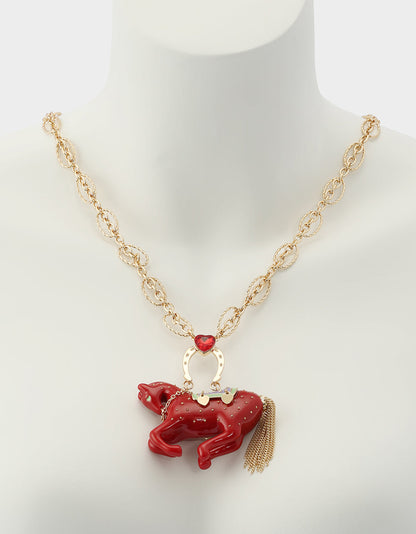 Betsey Johnson YEAR OF THE HORSE BUNDLE Chinese New Year Horse Necklace and Drop Earrings Set