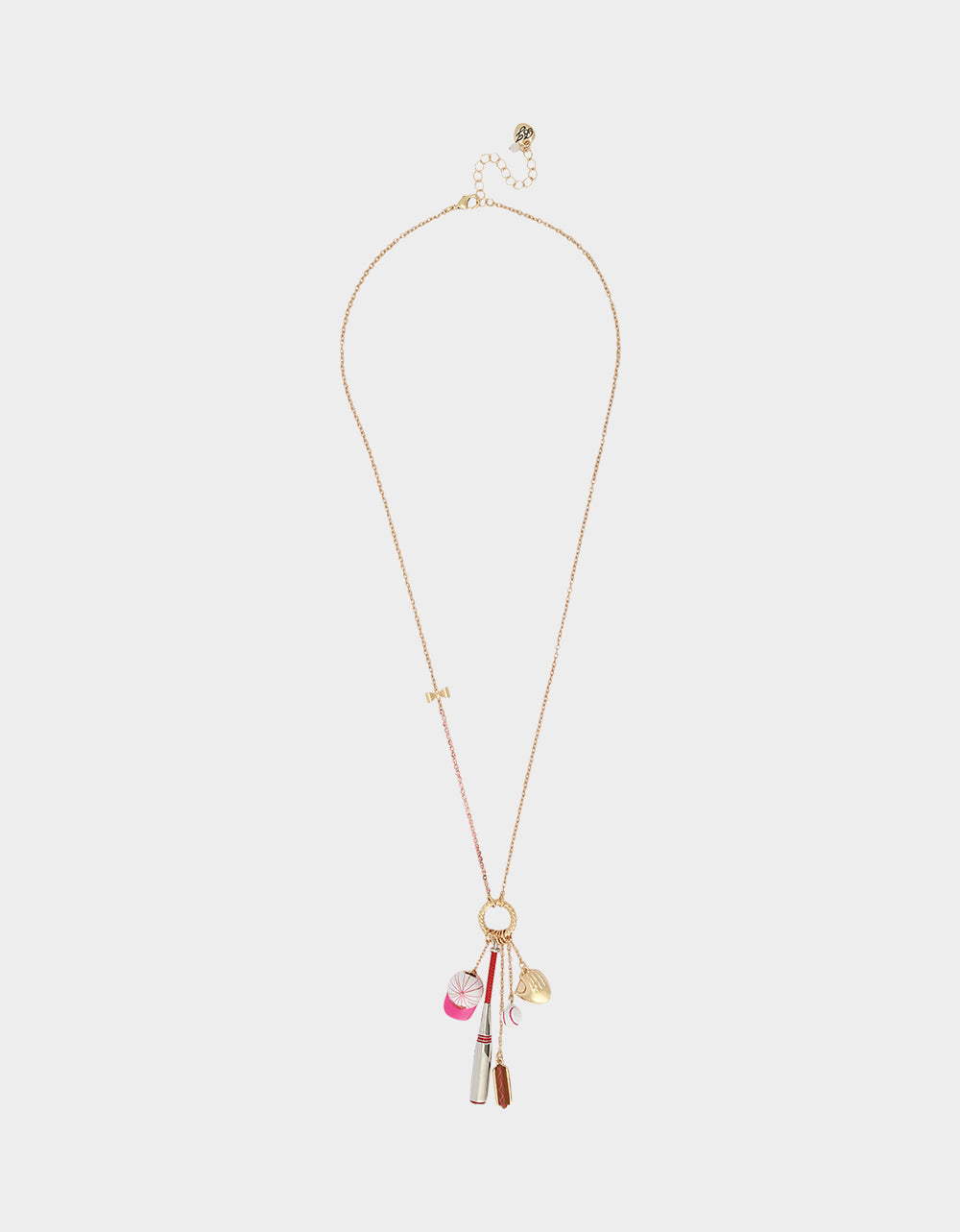 Betsey Johnson BASEBALL CHARM PENDANT NECKLACE PINK Sports-Themed Rhinestone Women's Necklace