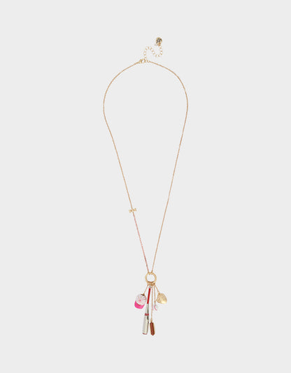 Betsey Johnson BASEBALL CHARM PENDANT NECKLACE PINK Sports-Themed Rhinestone Women's Necklace
