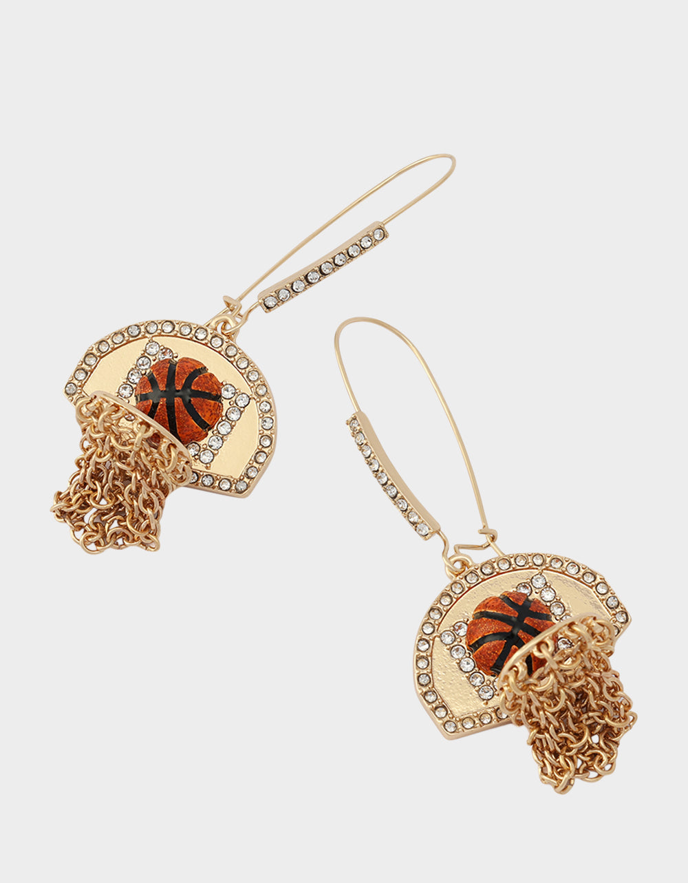 Betsey Johnson BASKETBALL HOOP SHEPPARD HOOK EARRINGS ORANGE Rhinestone Women's Drop Earrings