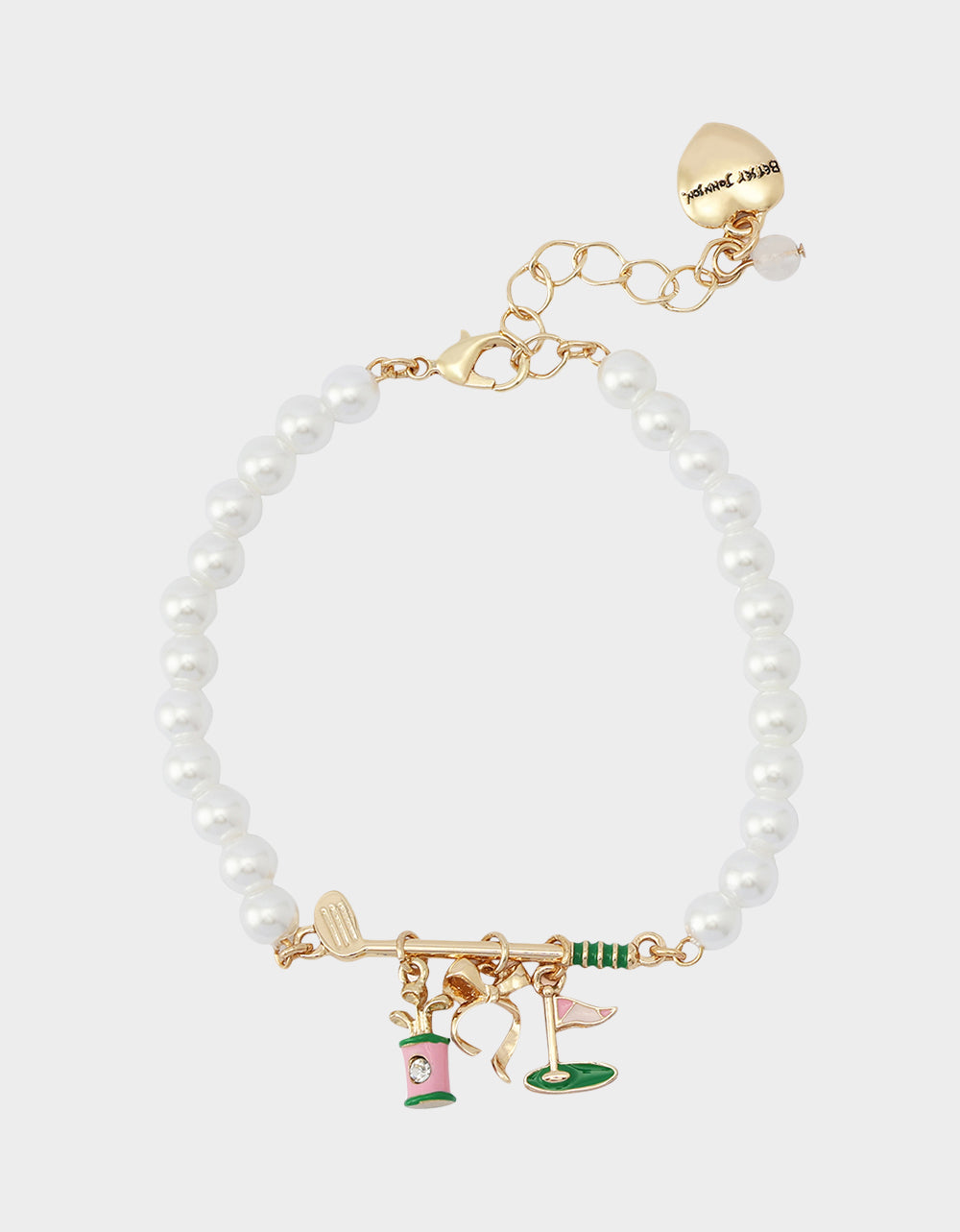 Betsey Johnson GOLF FLEX BRACELET GREEN Sports-Themed Pearl Charm Women's Bracelet