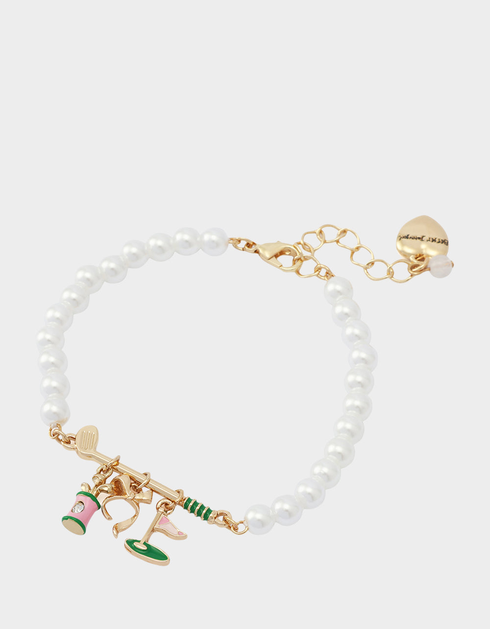 Betsey Johnson GOLF FLEX BRACELET GREEN Sports-Themed Pearl Charm Women's Bracelet