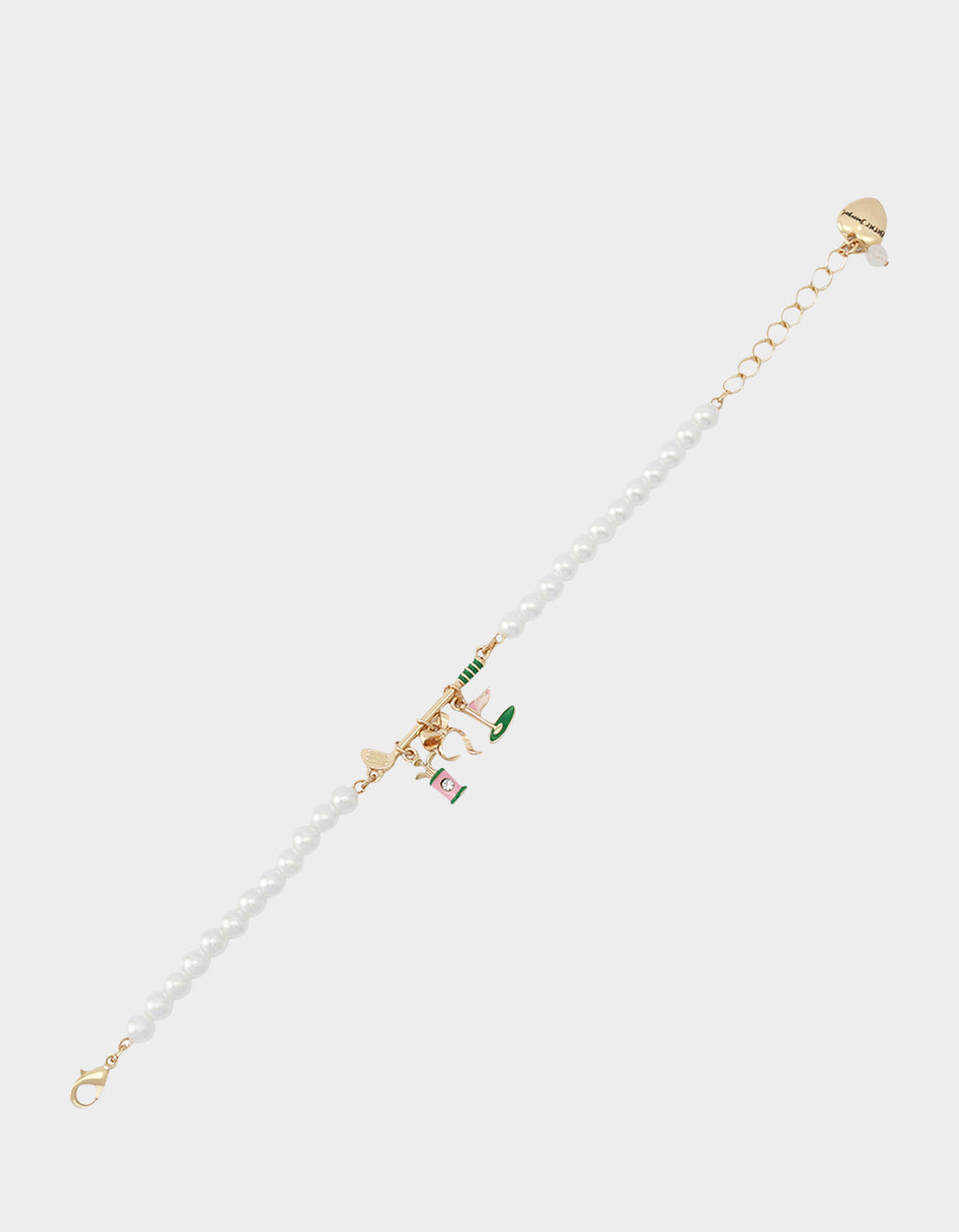 Betsey Johnson GOLF FLEX BRACELET GREEN Sports-Themed Pearl Charm Women's Bracelet