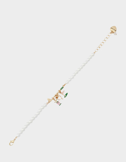 Betsey Johnson GOLF FLEX BRACELET GREEN Sports-Themed Pearl Charm Women's Bracelet