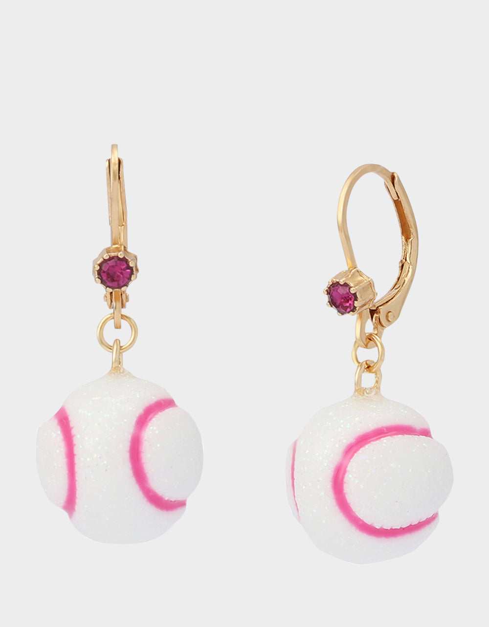 Betsey Johnson BASEBALL LEVER BACK EARRINGS WHITE Sports-Themed Women's Earrings