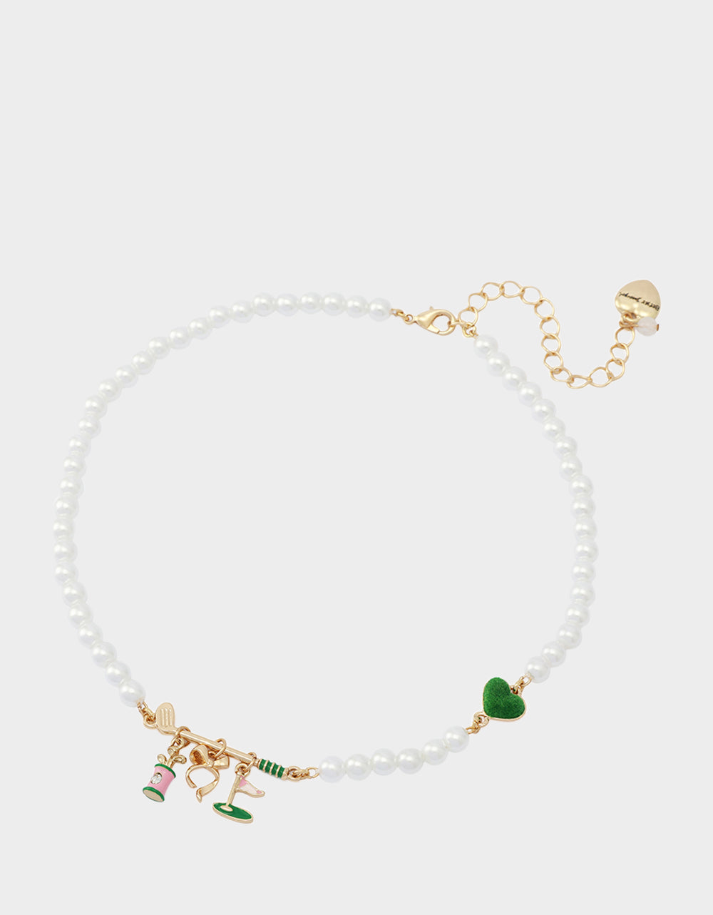 Betsey Johnson GOLF FRONTAL NECKLACE GREEN Women's Sports-Themed Golf Pearl Necklace
