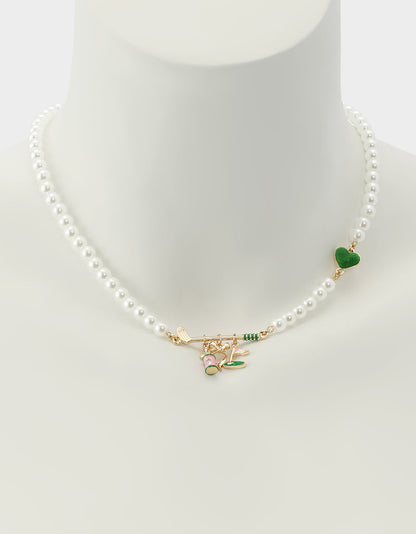 Betsey Johnson GOLF FRONTAL NECKLACE GREEN Women's Sports-Themed Golf Pearl Necklace