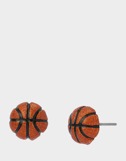 Betsey Johnson BASKETBALL STUDS ORANGE Women's Sports-Themed Basketball Stud Earrings