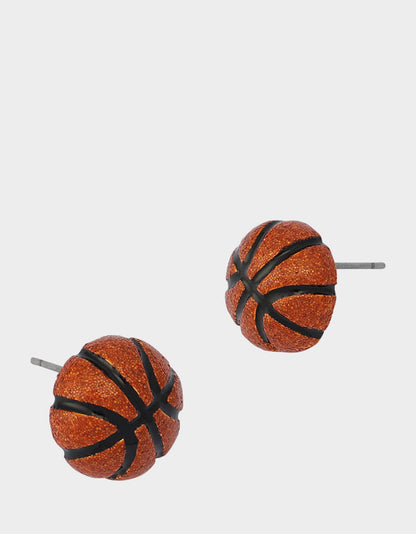 Betsey Johnson BASKETBALL STUDS ORANGE Women's Sports-Themed Basketball Stud Earrings