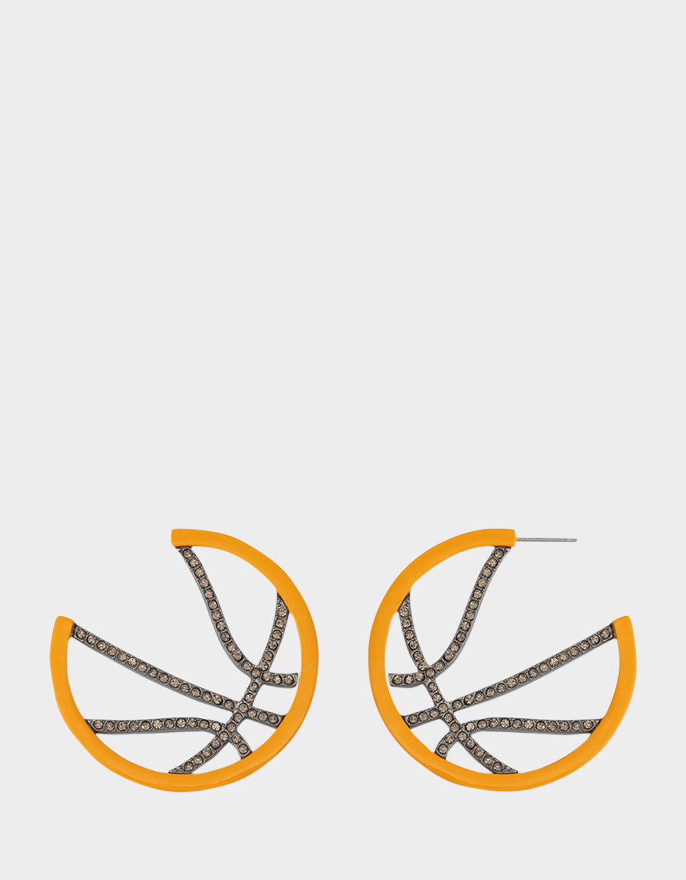 Betsey Johnson BASKETBALL HOOP EARRINGS ORANGE Sports-Themed Rhinestone Women's Earrings