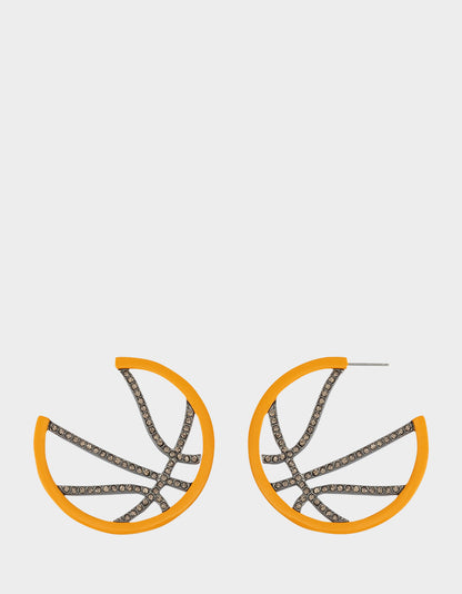 Betsey Johnson BASKETBALL HOOP EARRINGS ORANGE Sports-Themed Rhinestone Women's Earrings