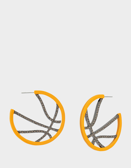 Betsey Johnson BASKETBALL HOOP EARRINGS ORANGE Sports-Themed Rhinestone Women's Earrings