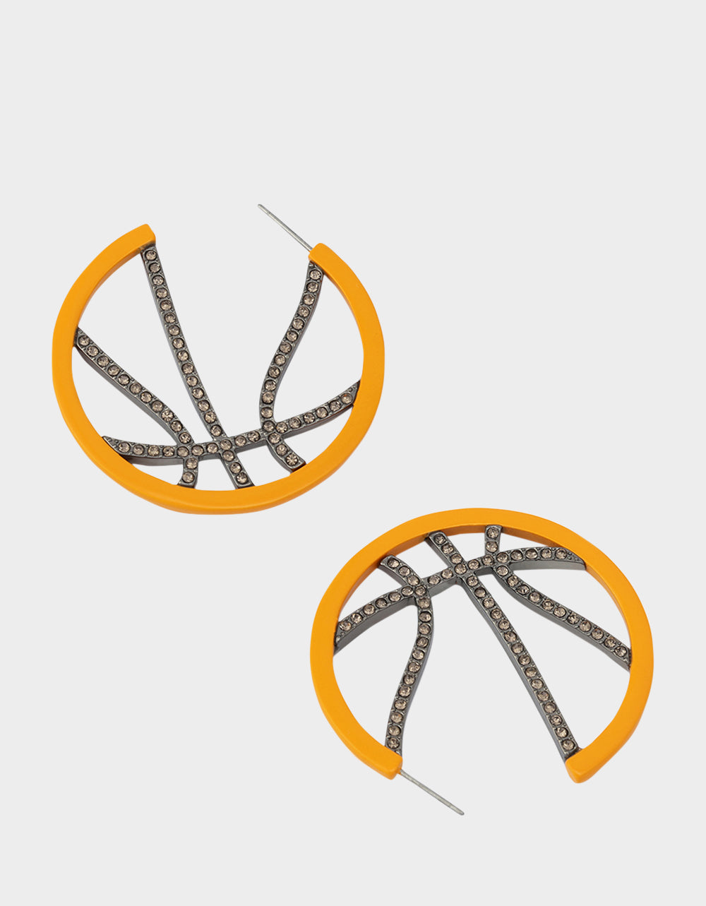 Betsey Johnson BASKETBALL HOOP EARRINGS ORANGE Sports-Themed Rhinestone Women's Earrings