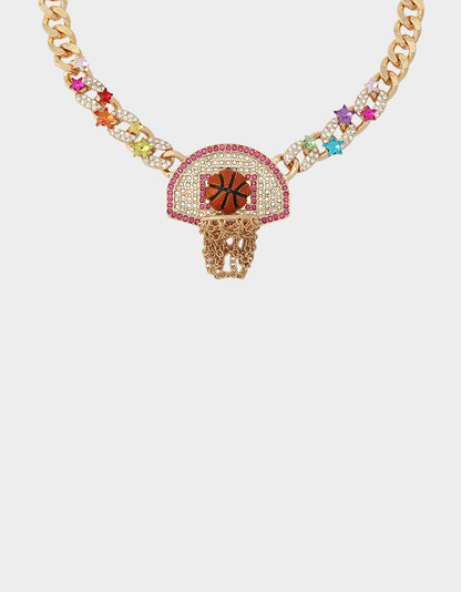 Betsey Johnson BASKETBALL SHORT PENDANT NECKLACE ORANGE Sports-Themed Women's Statement Necklace