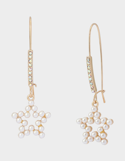 Betsey Johnson PEARL STAR DROP EARRINGS PEARL Women's Pearl Star Shepherds Hook Earring