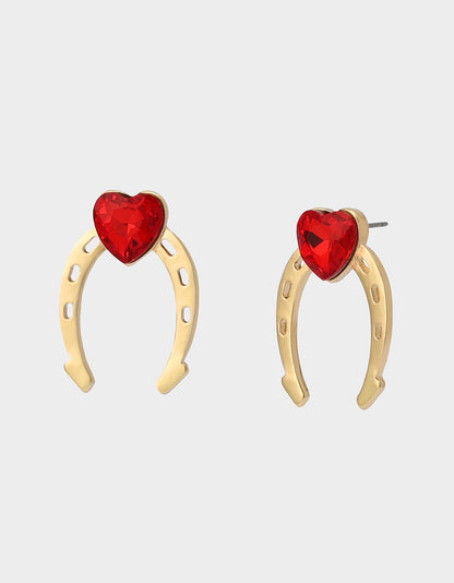 Betsey Johnson HORSESHOE STUD EARRINGS RED Women's Chinese New Year Horseshoe Stud Earrings