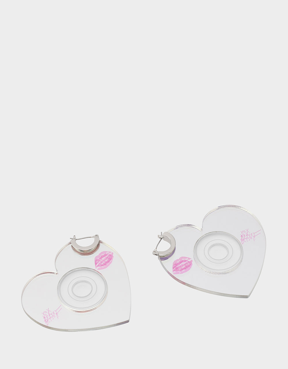 Betsey Johnson CD HEART HOOPS METALLIC Women's Heart-Shaped Disc Earrings