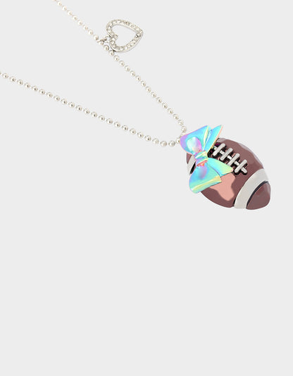 Betsey Johnson SHORT FOOTBALL PENDANT CRYSTAL Women's Football Necklace