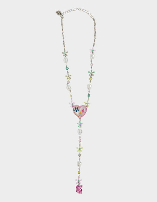 Betsey Johnson HOP TO IT FLOWER EGG Y NECKLACE MULTI