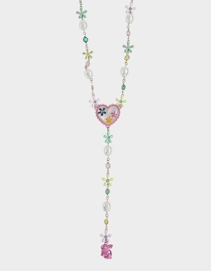 Betsey Johnson HOP TO IT FLOWER EGG Y NECKLACE MULTI