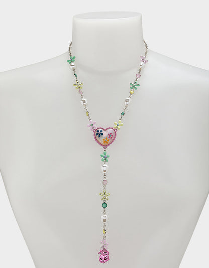 Betsey Johnson HOP TO IT FLOWER EGG Y NECKLACE MULTI