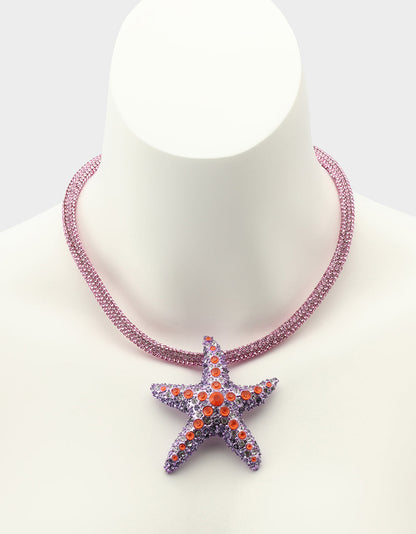 Betsey Johnson MERMAID JEWELS STARFISH PENDANT PURPLE Women's Starfish Rhinestone Rope Necklace