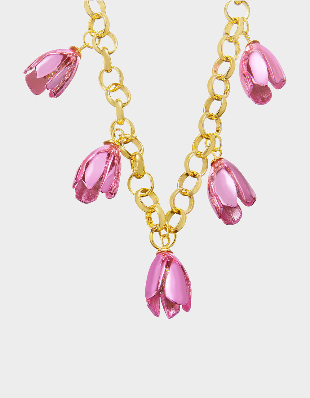 Betsey Johnson GARDEN GLAM TULIP CHARM FRONTAL NECKLACE PINK Women's Tulip Drop necklace