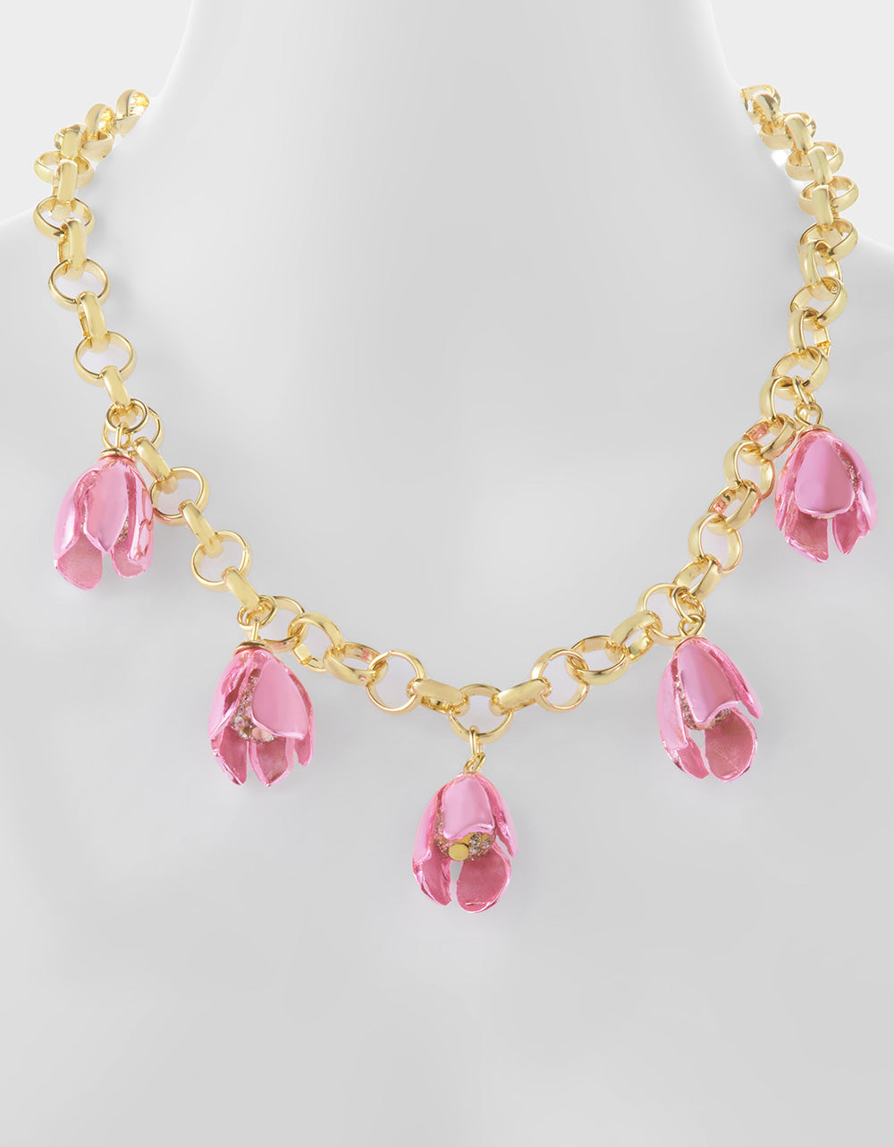 Betsey Johnson GARDEN GLAM TULIP CHARM FRONTAL NECKLACE PINK Women's Tulip Drop necklace