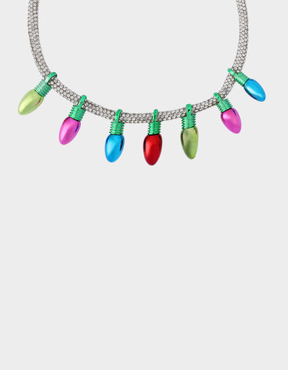 Betsey Johnson MULTI LIGHT BIB NECKLACE Women's Christmas-Themed Lights Bib Necklace